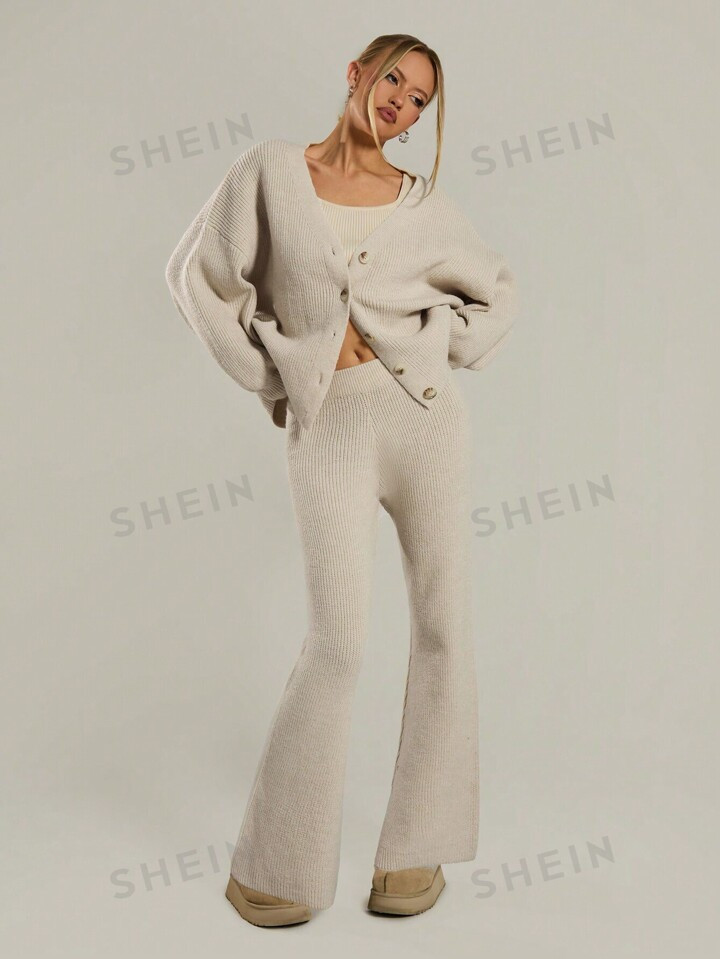 MUSERA Knitted Drop Shoulder Cardigan | SHEIN