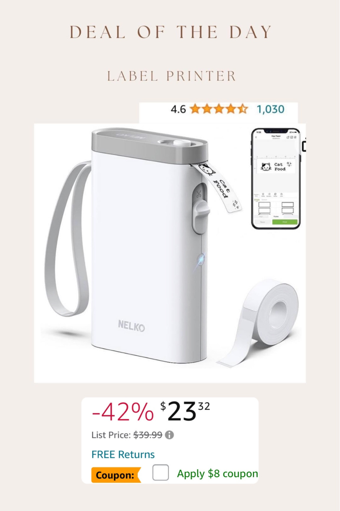 Best reviewed & best price Bluetooth label maker is $15 only right now with the clippable coupon!! This is my must have for home organization. You’ll become addicted & label everything 🤣 $24 off!

#LTKsalealert #LTKhome #LTKCyberWeek