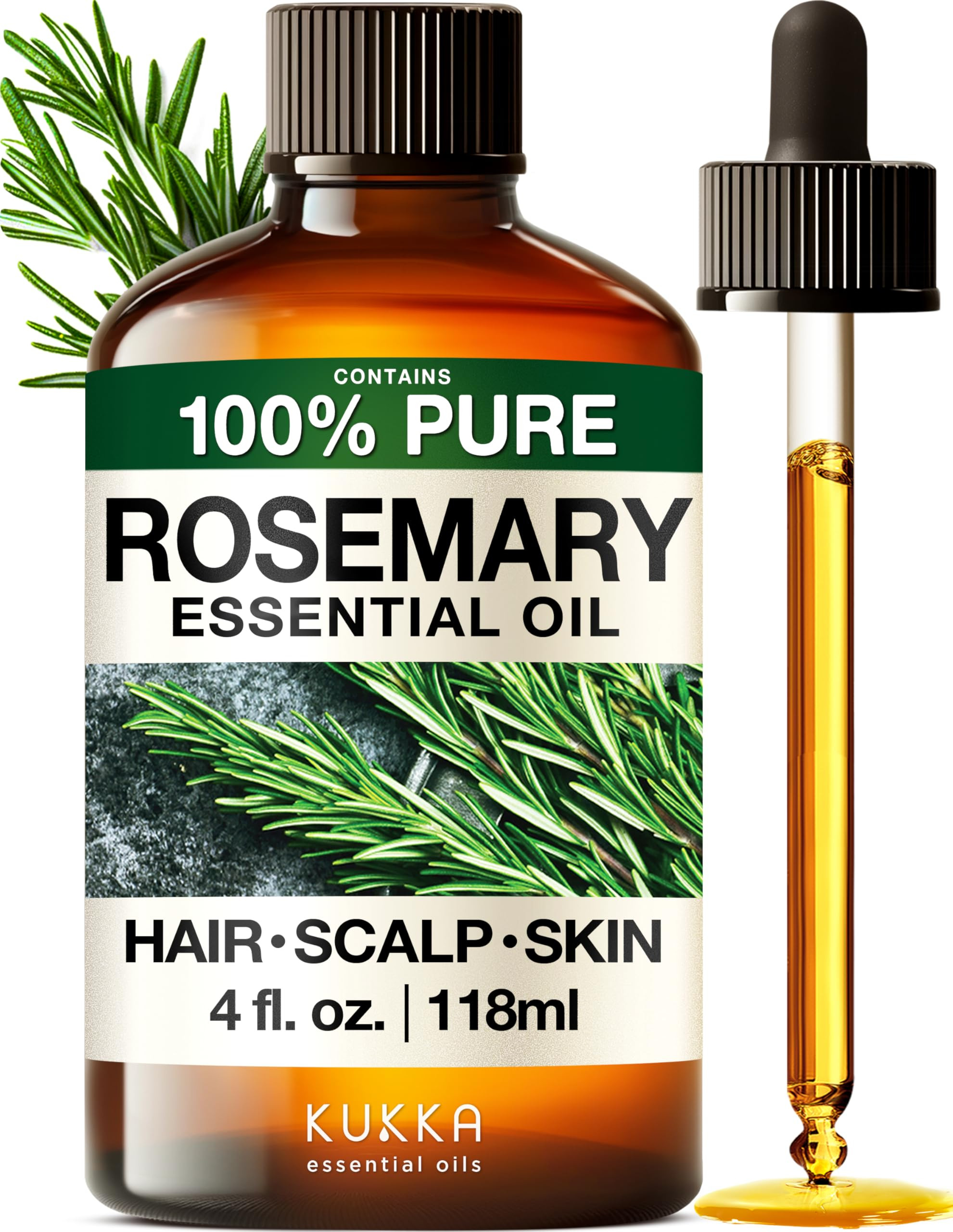 KUKKA Rosemary Essential Oils - 4 Fl Oz - for Hair, Skin, Diffuser, Aromatherapy & DIY Soap Makin... | Amazon (US)