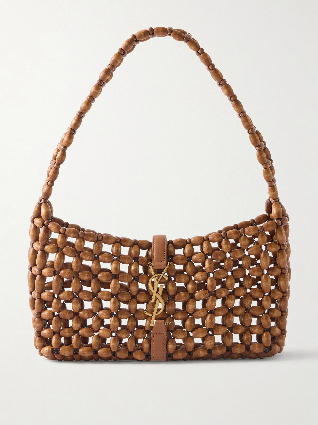 SAINT LAURENT - Le 5 À 7 Leather-trimmed Woven Wood Shoulder Bag - Red | NET-A-PORTER (US)