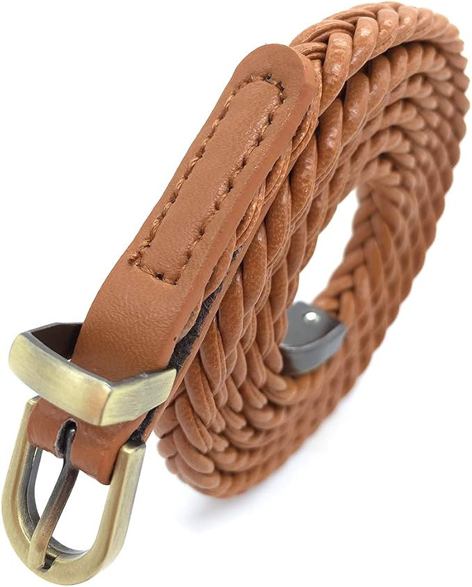 TeeYee Women belt Woven PU Leather Slim Belt | Amazon (US)