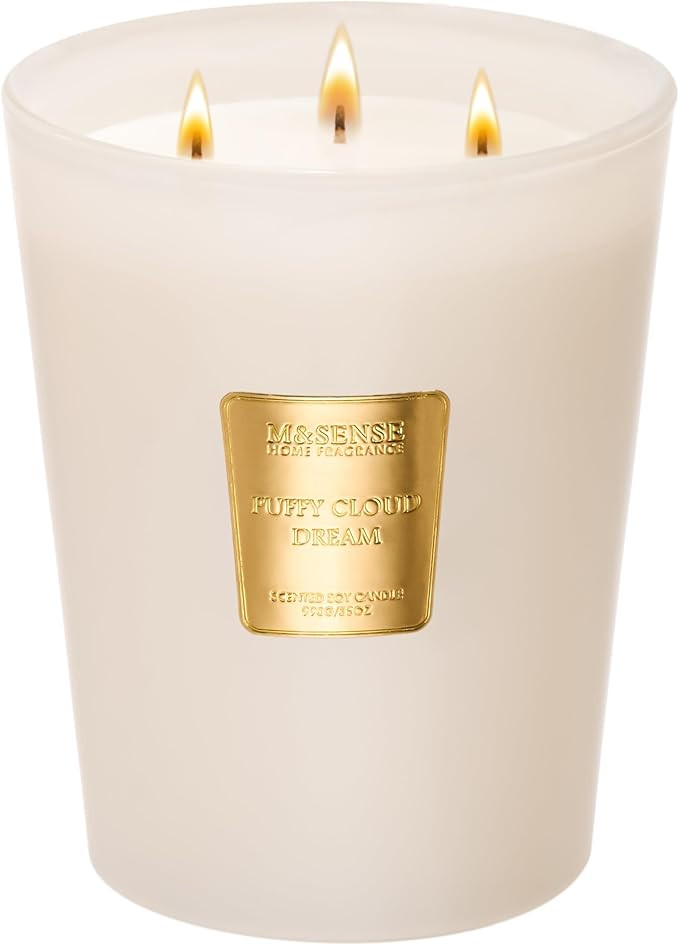 M&SENSE Puffy Cloud Dream Scented Candle, 35 OZ Extra Large 3 Wick Natural Soy Wax Candles 150 Ho... | Amazon (US)