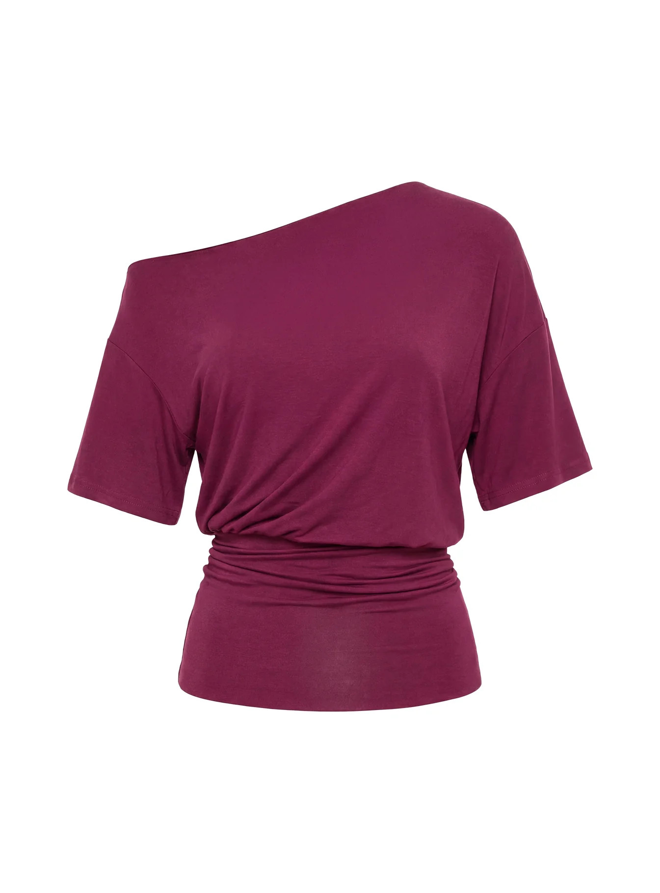 Ashlinn Off Shoulder Drapey Top Cherry Lacquer | Princess Polly US