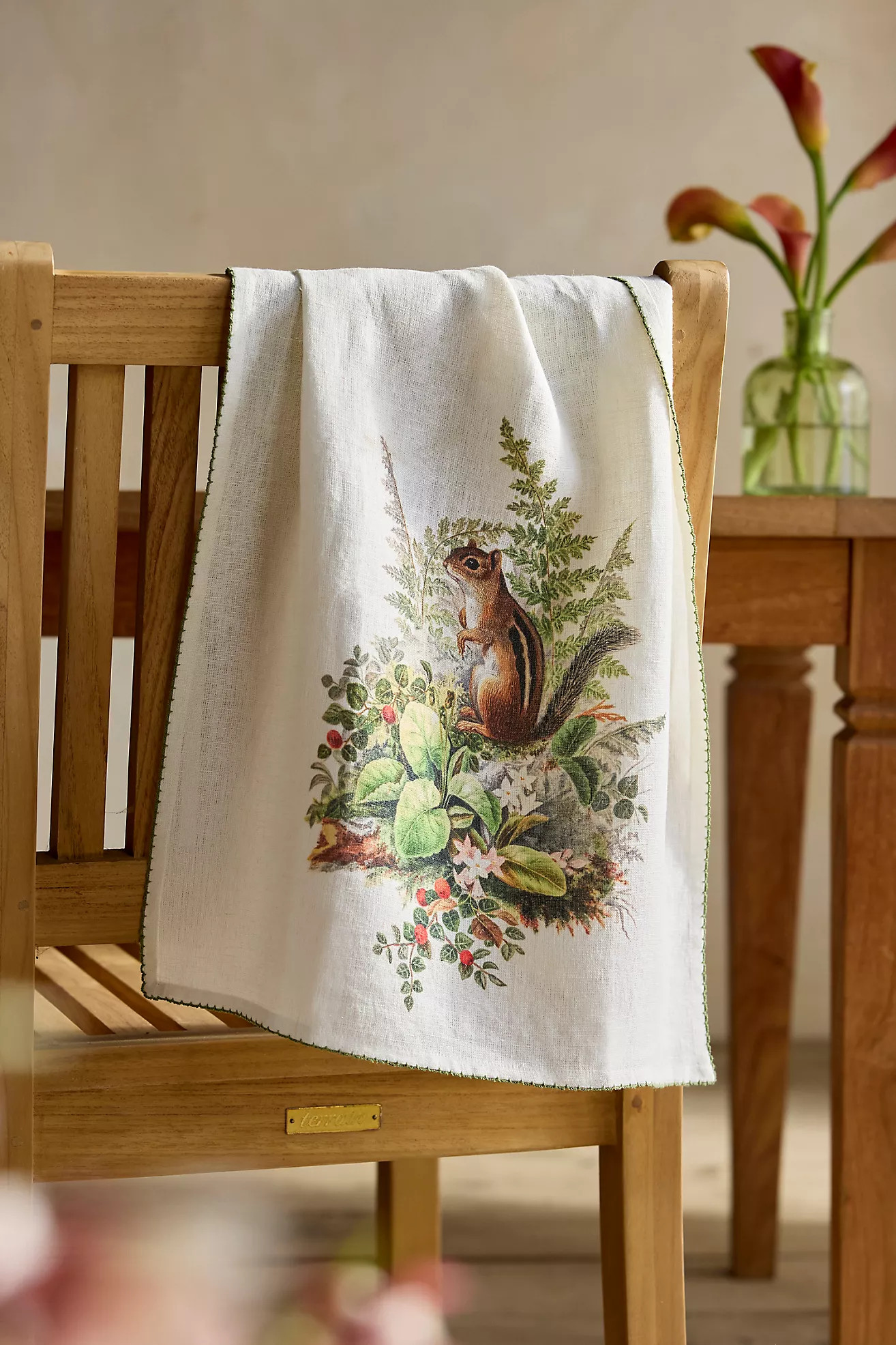 Spring Chipmunk Linen Dish Towel