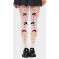 Cream Bow Detail Tights | PrettyLittleThing US