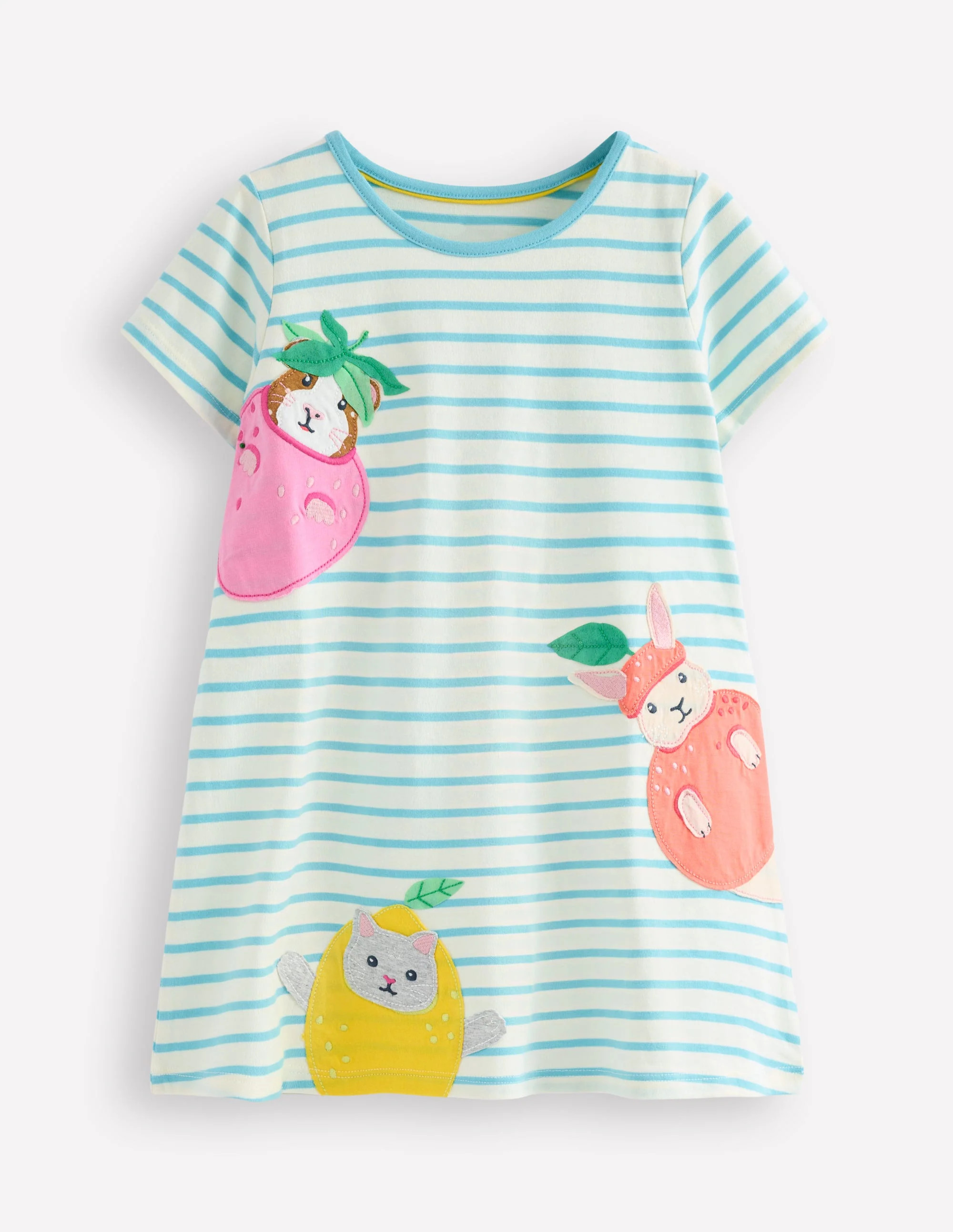 Short Sleeve Applique Tunic-Caribbean Blue Animals | Boden (US)