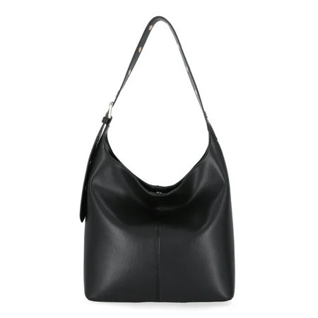 Time and Tru Women's Shively Faux Leather Bucket Handbag, Black | Walmart (US)