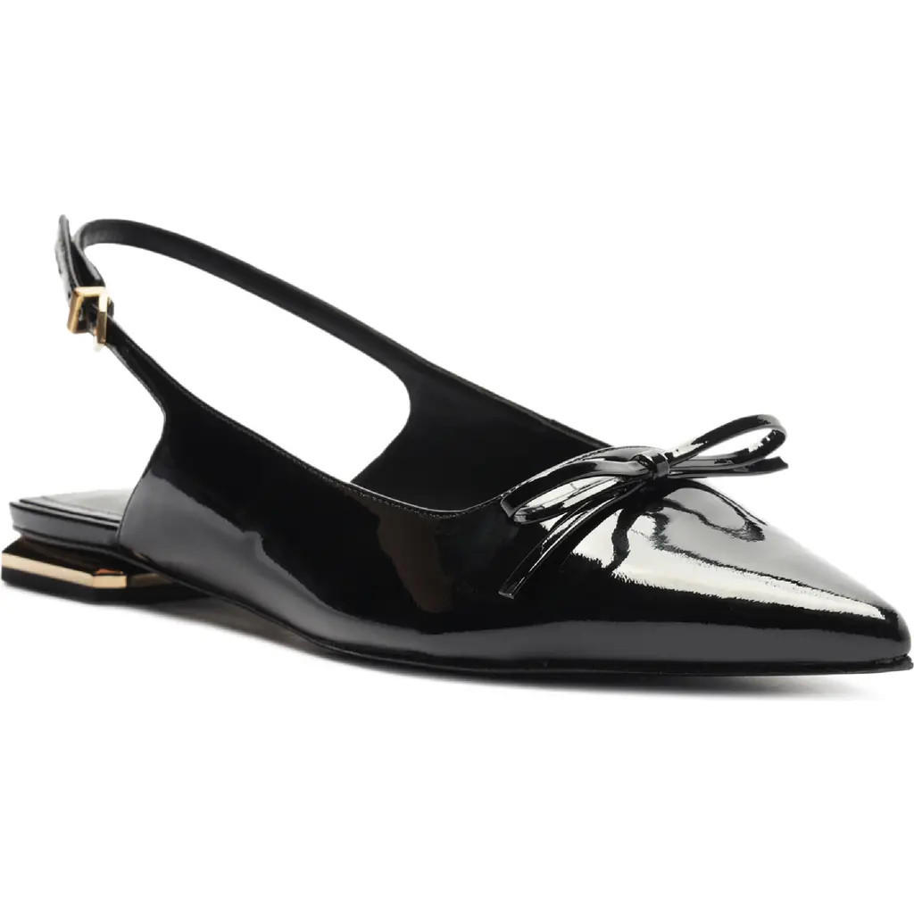 Schutz Violetta Sculpt Pointed Toe Slingback Flat in Black at Nordstrom, Size 9.5 | Nordstrom
