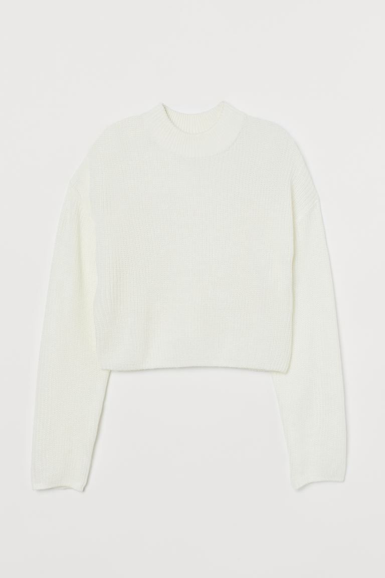 Knit Mock-turtleneck Sweater - White - Ladies | H&M US | H&M (US + CA)