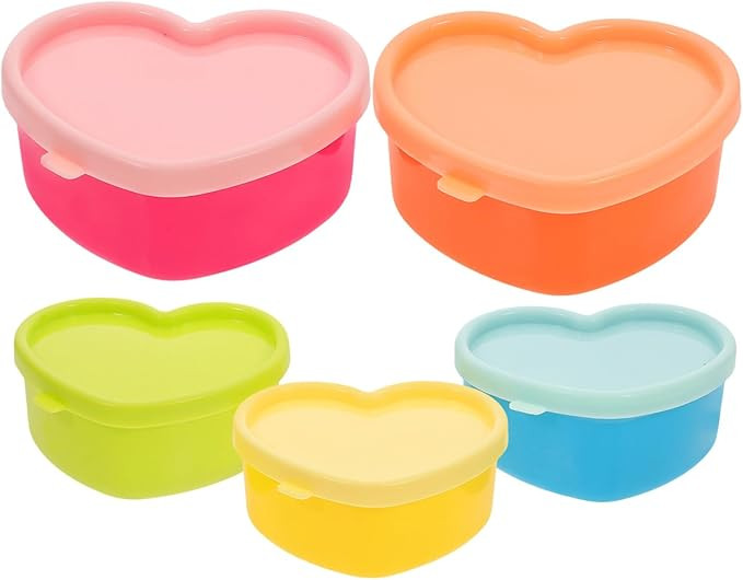 Salad Dressing Container, 5pcs Mini Bento Seasoning Heart Shaped Small Condiment Containers with ... | Amazon (US)