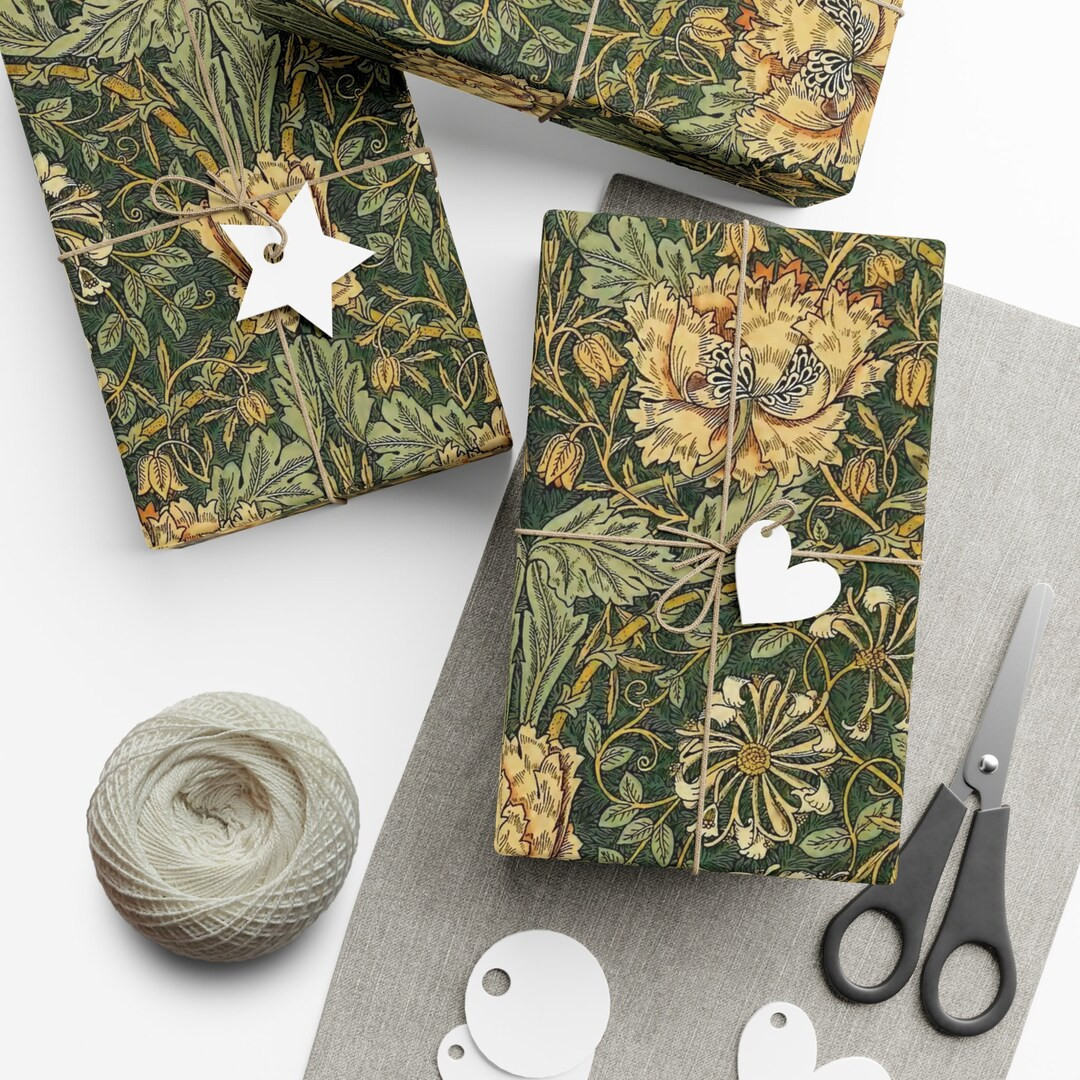 William Morris Gift Wrap Paper Honeysuckle Pattern Elegant - Etsy | Etsy (US)