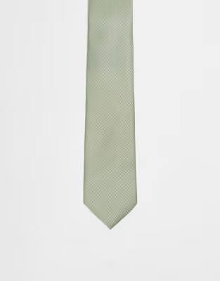 ASOS DESIGN satin tie in sage green | ASOS (Global)