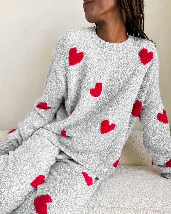 Red Hearts Fuzzy Sweater PJ Set | Splendid