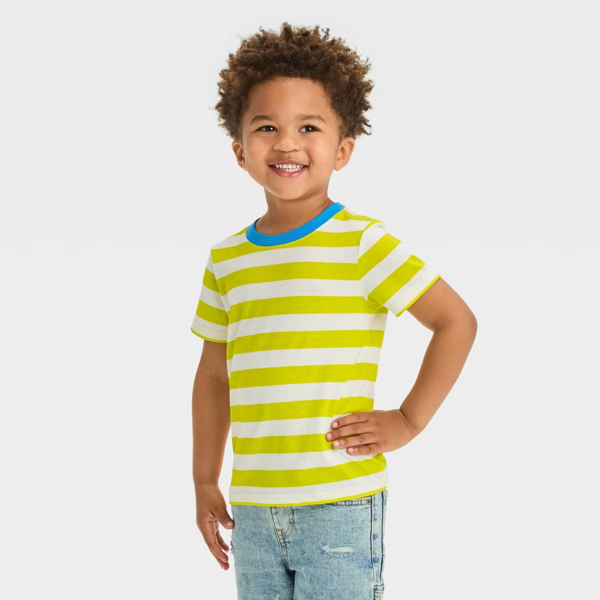 Toddler Boys' Striped Jersey Knit T-Shirt - Cat & Jack™ White 5T | Target