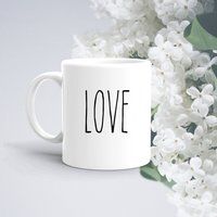 Love Mug | Rae Dunn Gift For Him Her Minimalist Valentine's With Sayings Text Sweet Ideas | Etsy (US)