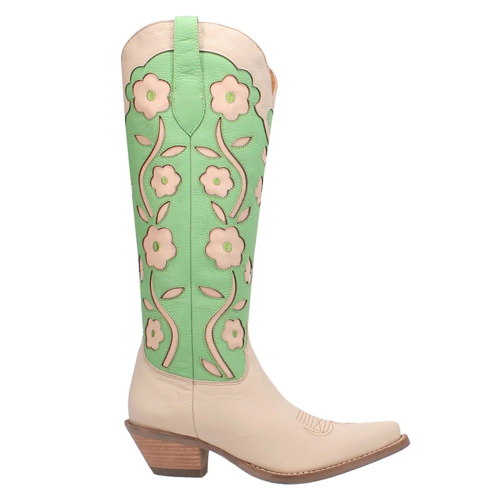 Shop Beige Womens Dingo Goodness Gracious Floral Round Toe Cowboy Boots | Shoebacca