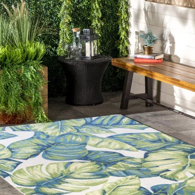 Commer Tropical Leaf Green Indoor/Outdoor Patio Rug | Wayfair North America