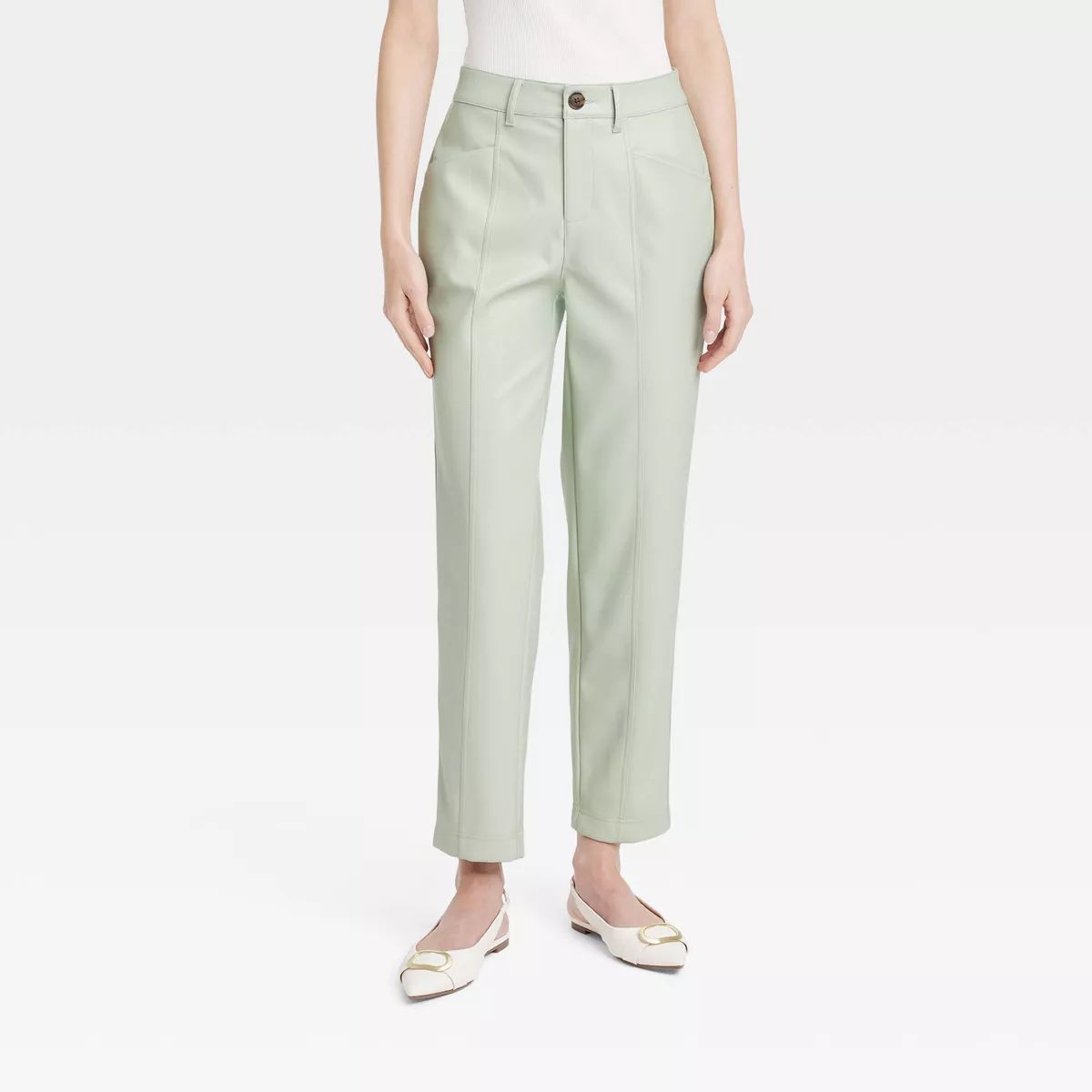 Women's High-Rise Faux Leather Ankle Trousers - A New Day™ | Target