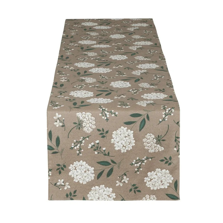 Mainstays Farmhouse Table Runner Summer Floral Brown Fabric, 14" x 72", Hydrangea | Walmart (US)