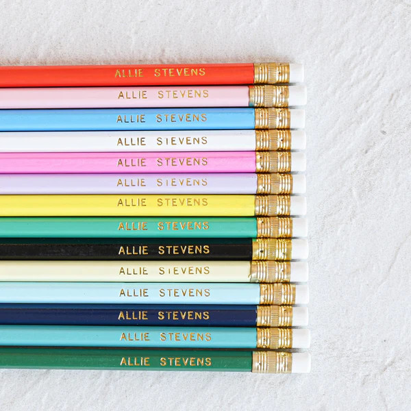 Custom Gold Foil Pencils | Sprinkled With Pink