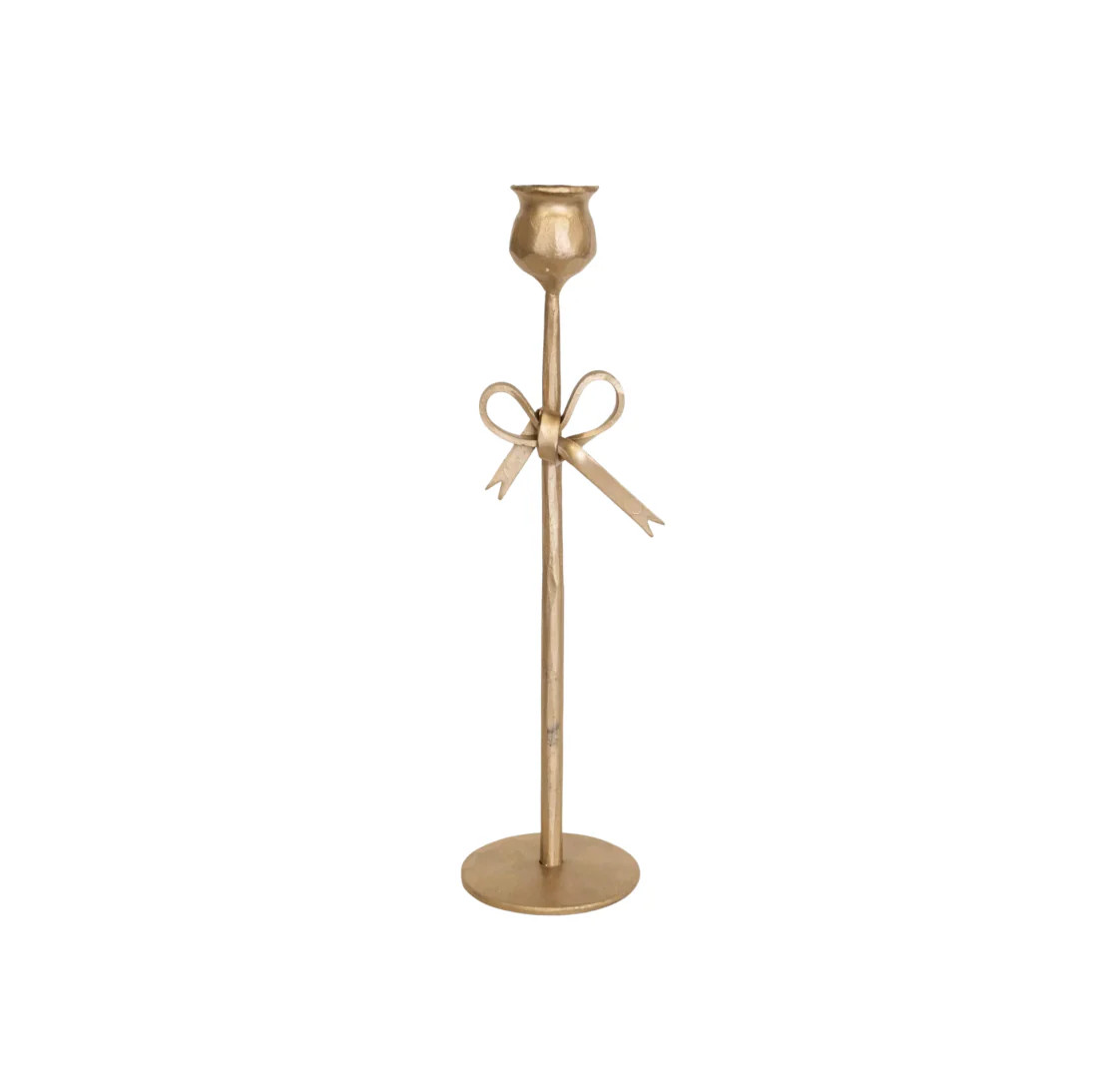 Antique Brass Bow Candle Holders | Eco Chic Home