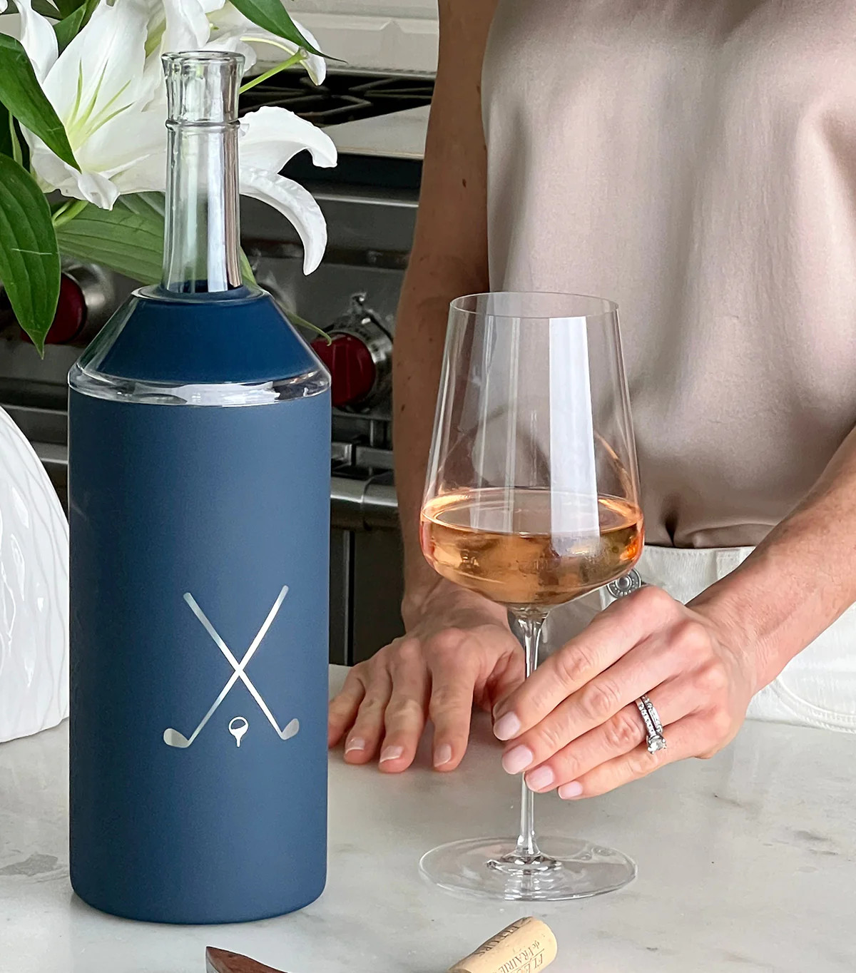 Limited Edition Golf Wine Chiller in Navy | The Original Wine Chiller. Stainless tumblers and dri... | Vinglace