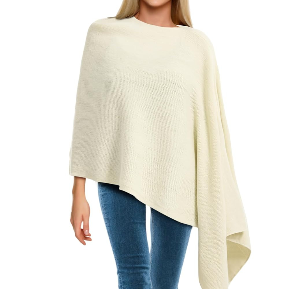 Hercicy Women Ponchos Sweater Solid Knit Versatile Lightweight Shawl Wrap Scarf Cape Poncho Acces... | Amazon (US)