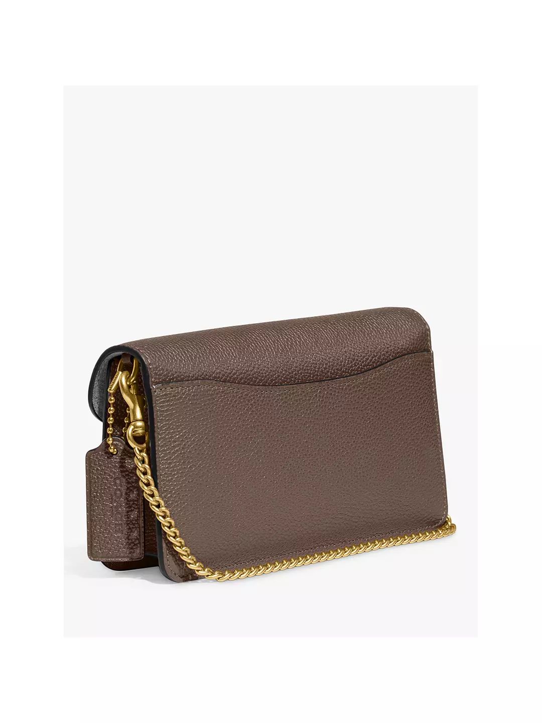 Coach Tabby Chain Leather Clutch Bag, Dark Stone | John Lewis (UK)