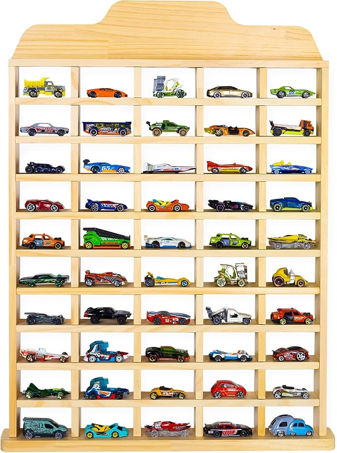 PATHFINDER PANDAS Wooden Toy Car Display Shelf - Holds 50 Cars - Matchbox Display Wall Mount for ... | Amazon (US)