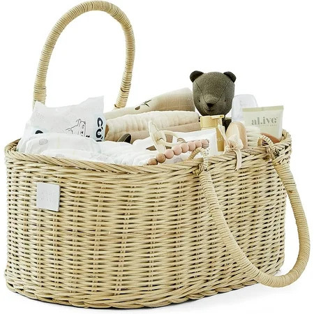 Ashfly - - Baby Diaper Caddy Organizer - - 100% Natural Organic Rattan & Cotton - - Handmade 16x11x7 | Walmart (US)