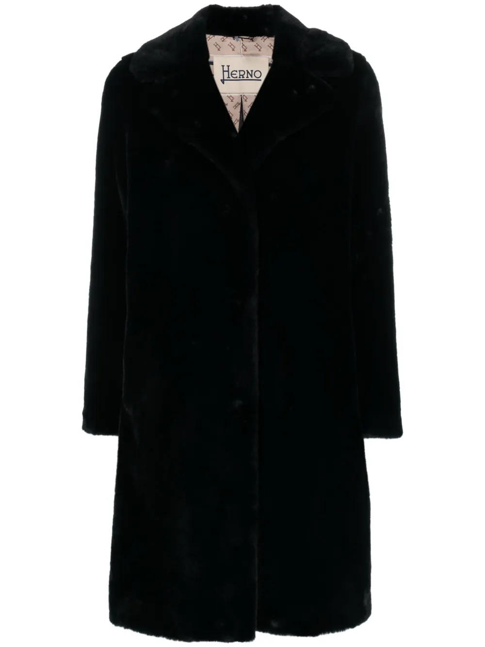 Herno single-breasted faux-fur Coat | Black | FARFETCH UK | Farfetch Global