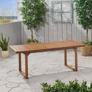 Sorrento Brown Patina Outdoor Expandable Acacia Wood Dining Table | The Home Depot