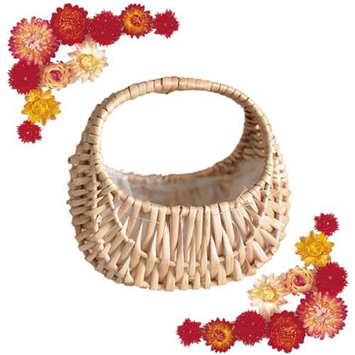 QRZLP Mini Flower Basket, Small Wicker Rattan Basket with Handle Wedding Flower Girl Baskets Woven Willow Basket Wicker Storage Basket Decorative Baskets for Home Wedding Photo Props. | Amazon (US)