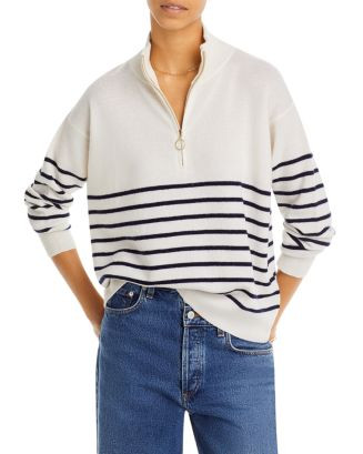 C by Bloomingdale's Cashmere Mock Neck Quarter Zip Striped Cashmere Sweater - Exclusive  | Bloomi... | Bloomingdale's (US)