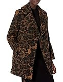 kensie Women's Outer Notch Collar 3/4 Wool Coat, Leopard, XL | Amazon (US)