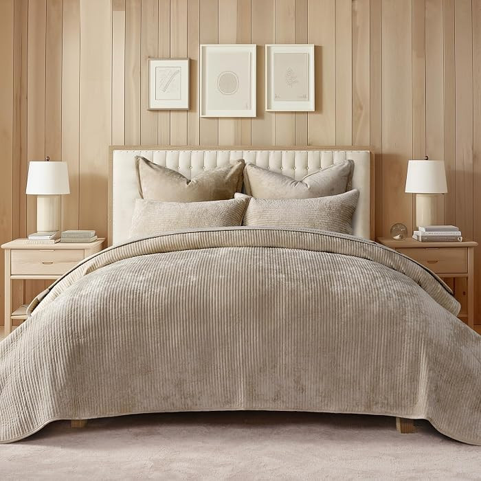 EverGrace Velvet Quilt Set California King 118'' x 106'', Luxurious Soft Bedding Sets, Lightweigh... | Amazon (US)