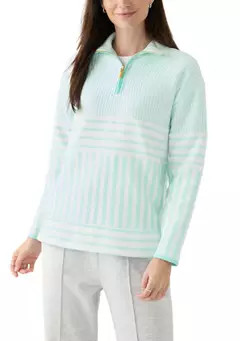 Crown & Ivy™ 	  Women's Long Sleeve Half Zip Mock Neck Top with Contrast Trim | Belk