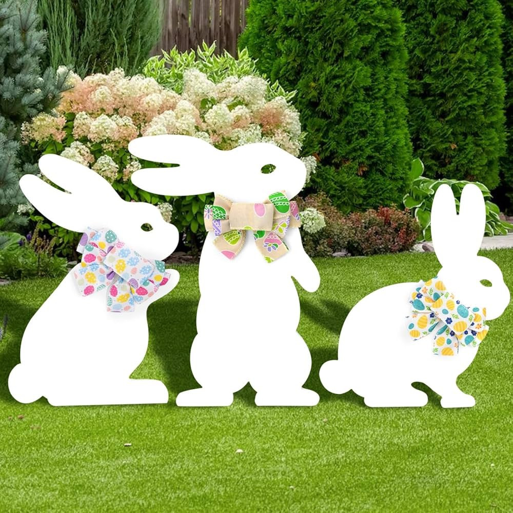3 Packs Easter Yard Signs - PVC All-Weather Bunny Yard Decoration, Easter Yard Stakes Easter Deco... | Amazon (US)