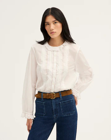 Ruffled Pintuck High-Neck Top | Madewell