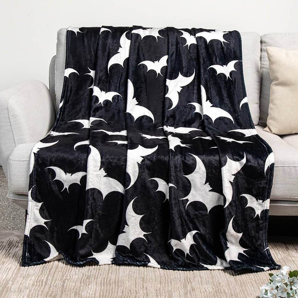 Gothic Blanket Bat Black Throw Blanket Cozy Plush Blanket Throw Blankets for Bed Sofa 60" x 50" | Amazon (US)