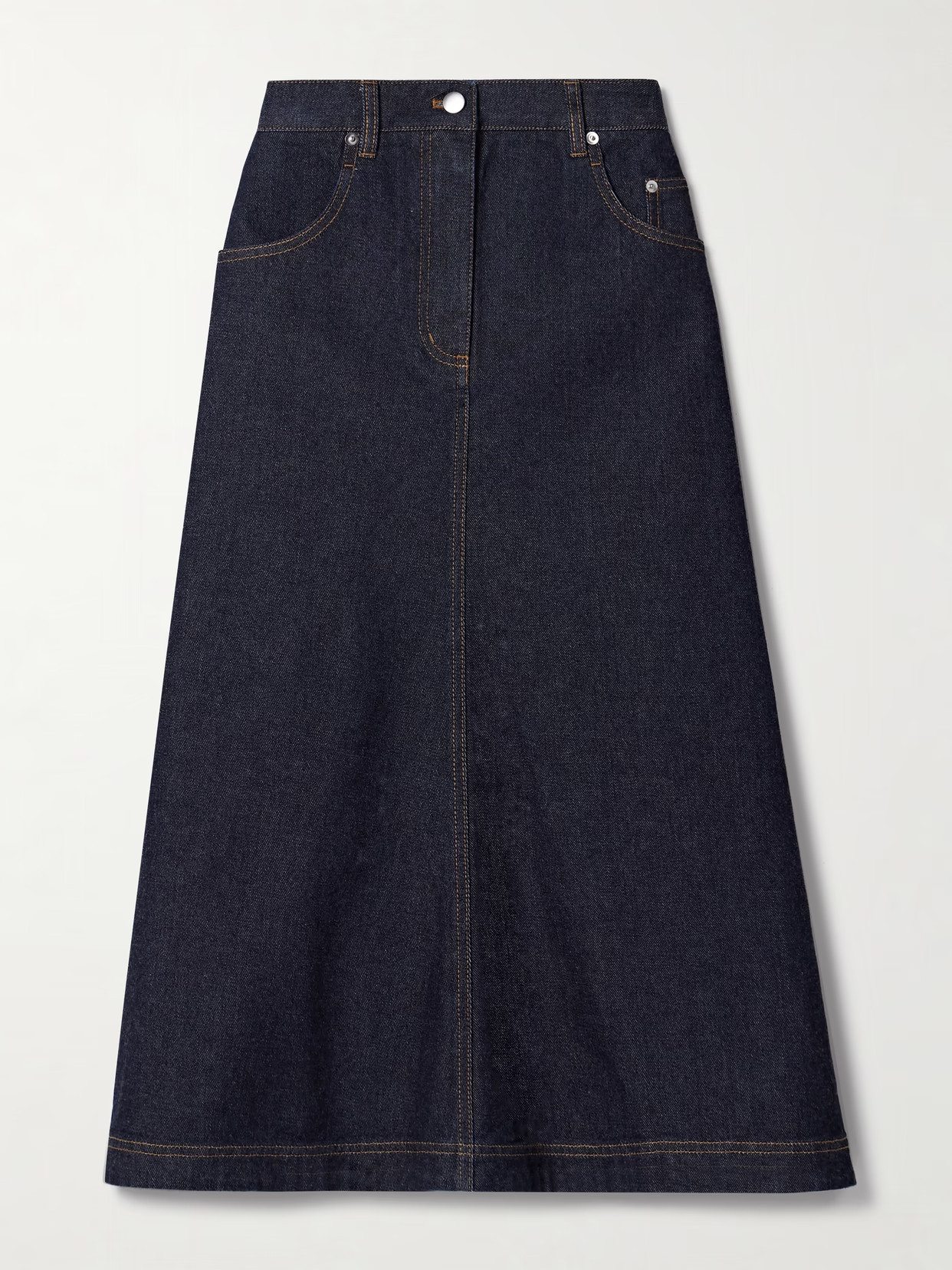 TIBI - Denim Midi Skirt - Dark denim | NET-A-PORTER (UK & EU)