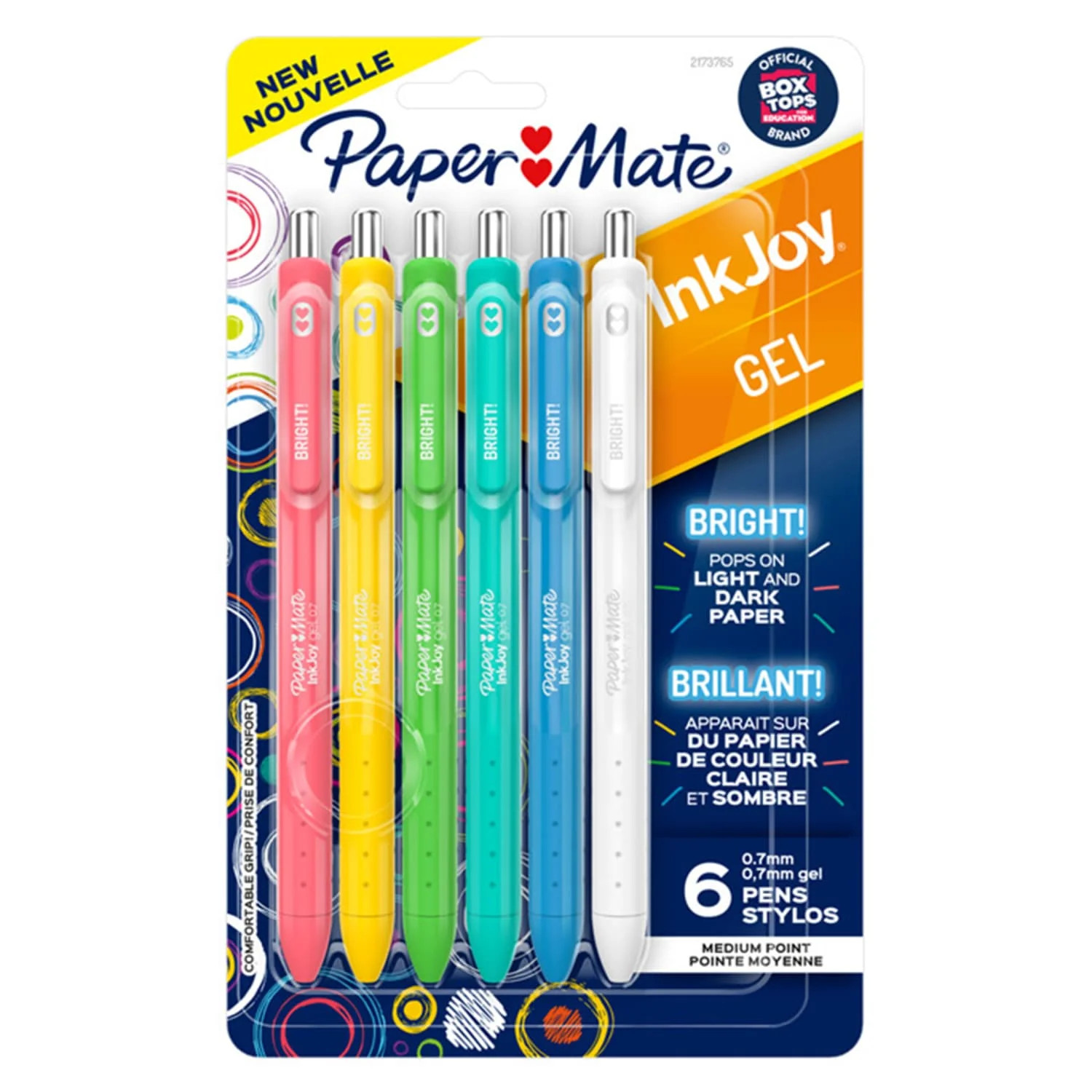 Paper Mate Inkjoy Gel Bright! Pens, Medium Point (0.7mm), Retractable, Assorted Opaque Ink, 6 Cou... | Walmart (US)
