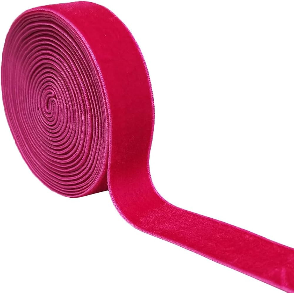 Wedding Christmas Valentin's Day Gift Box DIY Craft Decor Velvet Ribbon (Fuschia, 1''x2Yards) | Amazon (US)