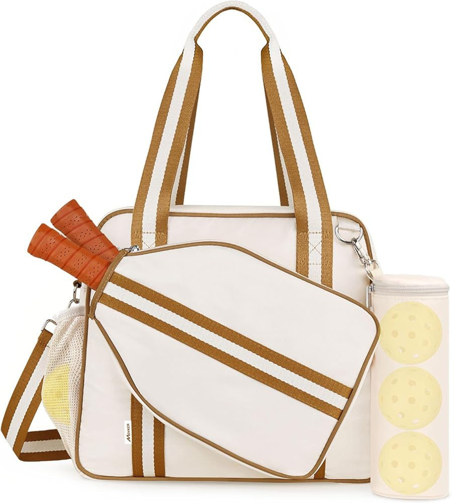 Pickleball Tote Bag for Women Men with Paddle Cover Pocket External Ball Bag and Adjustable Shoul... | Amazon (US)