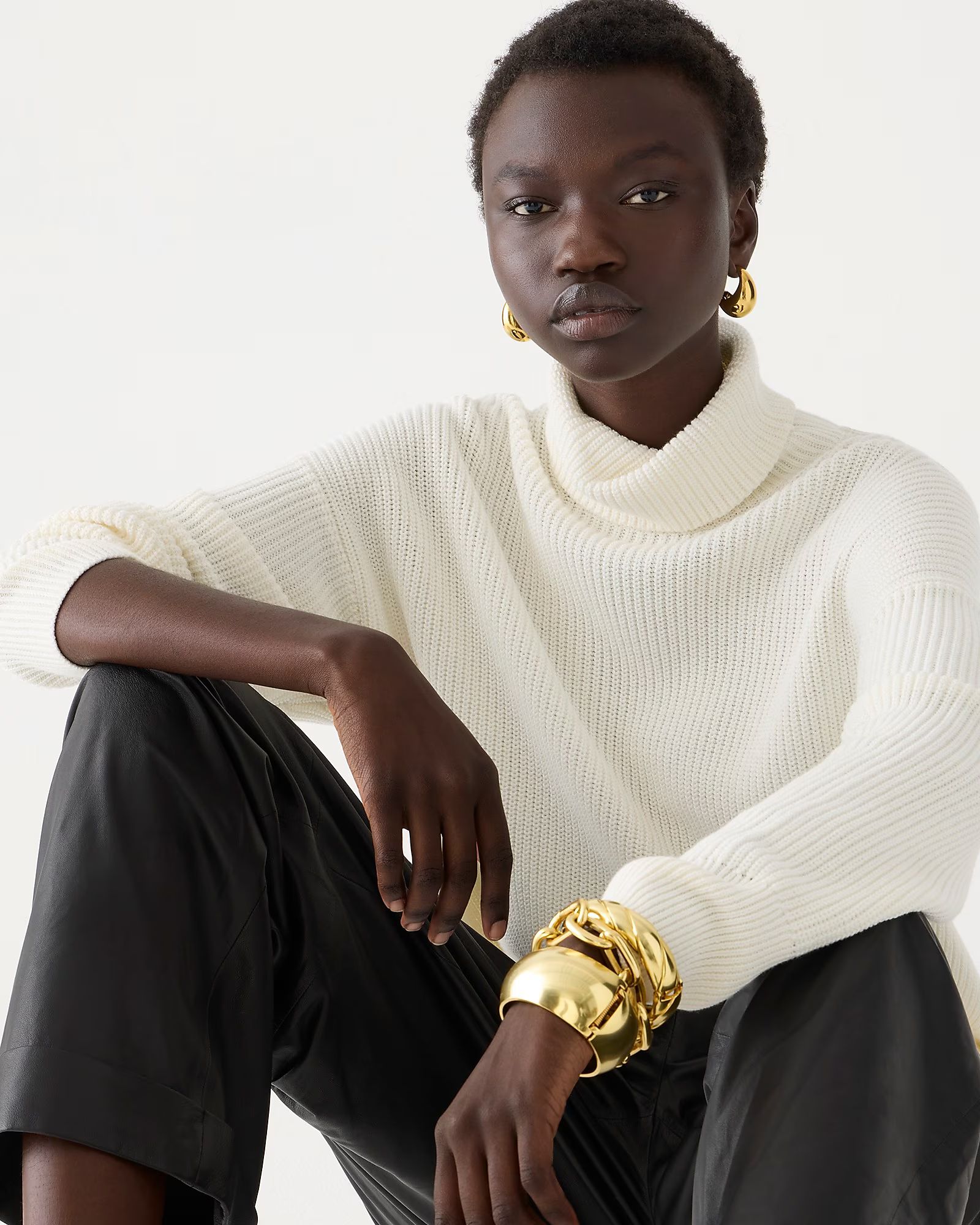 Cotton-blend ribbed turtleneck sweater | J.Crew US