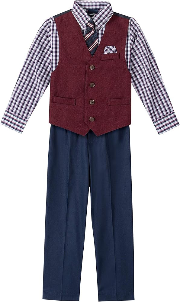 Boys' 4-Piece Vest Set with Dress Shirt, Tie, Vest, and Pants | Amazon (US)