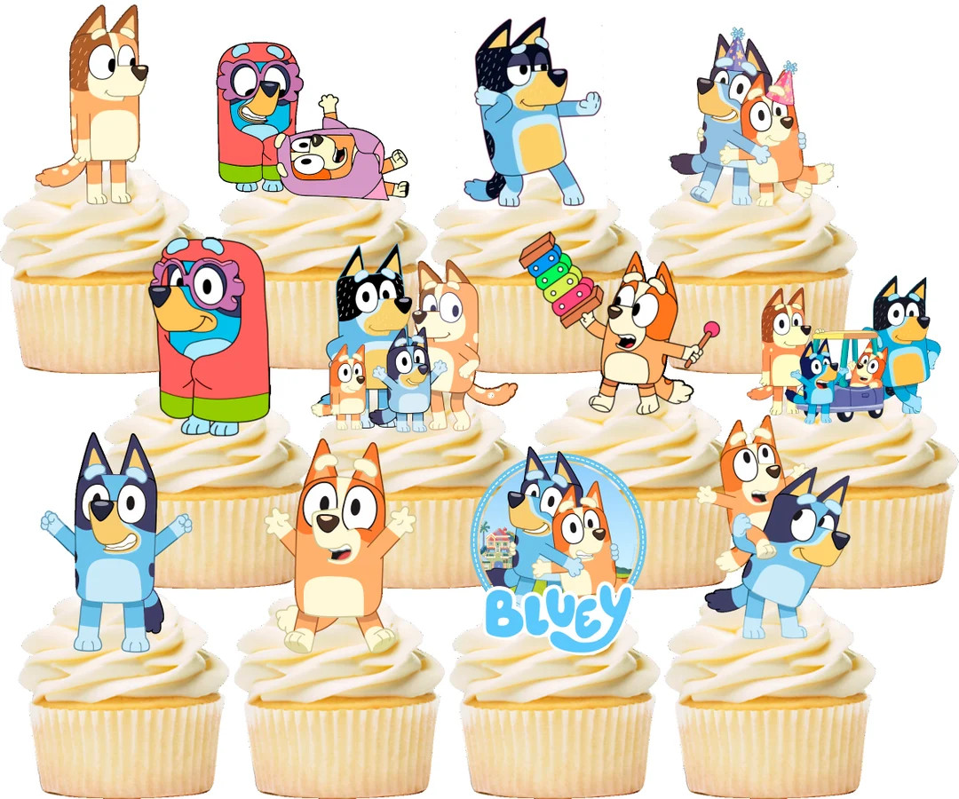 Bluey Cupcake Toppers ( Set of 12) (3 Inches Tall) Bluey Family Cupcake Toppers Bluey Party Decor... | Etsy (US)