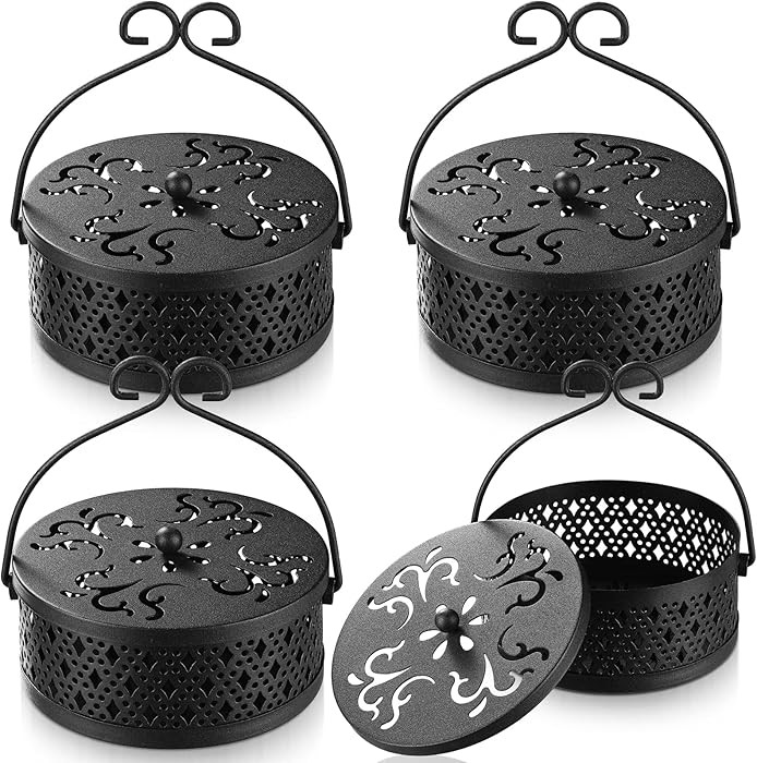 Lallisa Incense Coil Holder Sets, Round Metal Hanging Incense Burner with Handle and Lid, Portabl... | Amazon (US)
