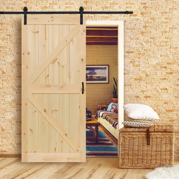 Paneled Wood Unfinished Barn Door without Installation Hardware Kit | Wayfair North America