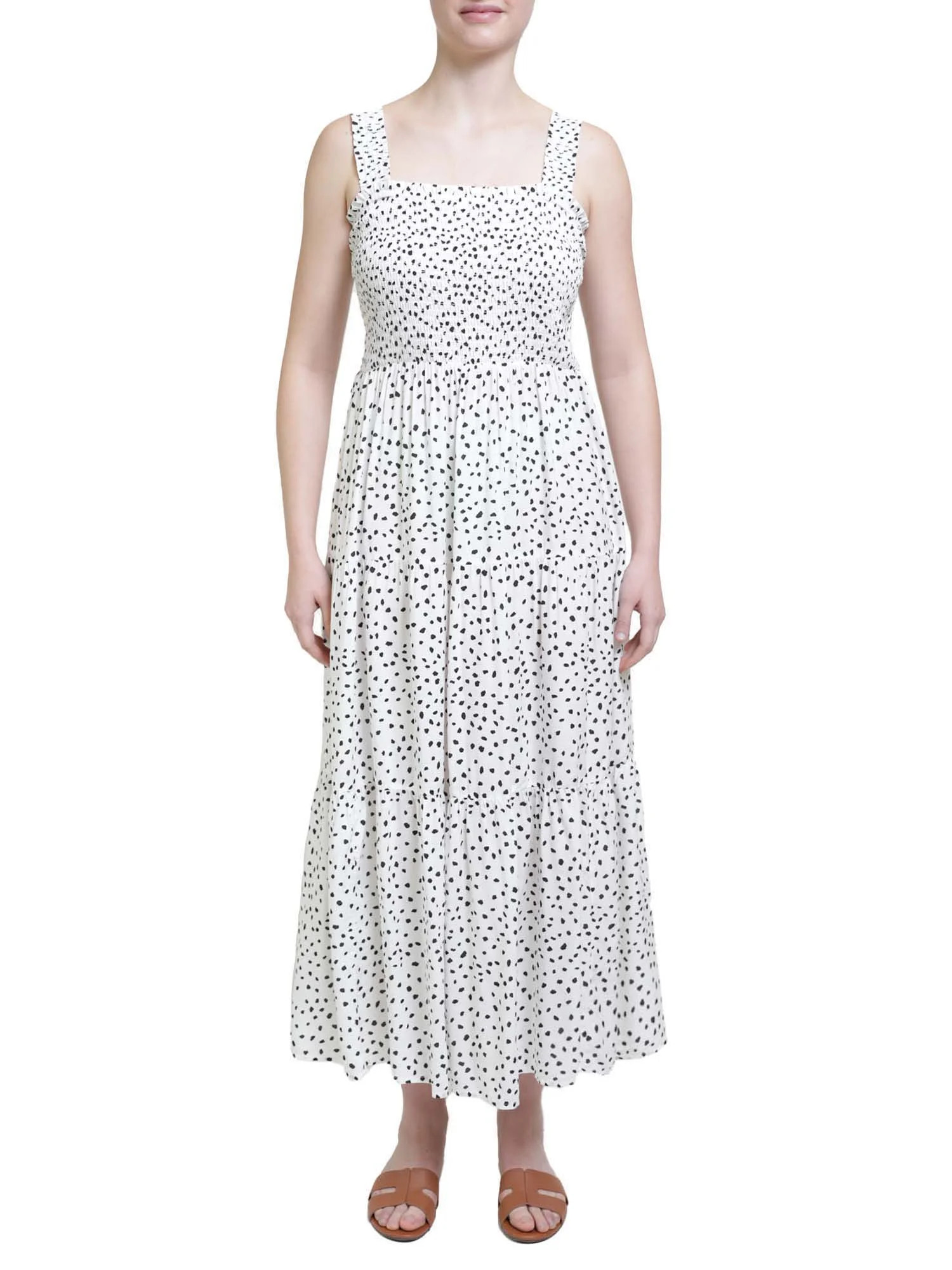 Beach Lunch Lounge Womens Smocked Sleeveless Polka Dot Dress | Walmart (US)